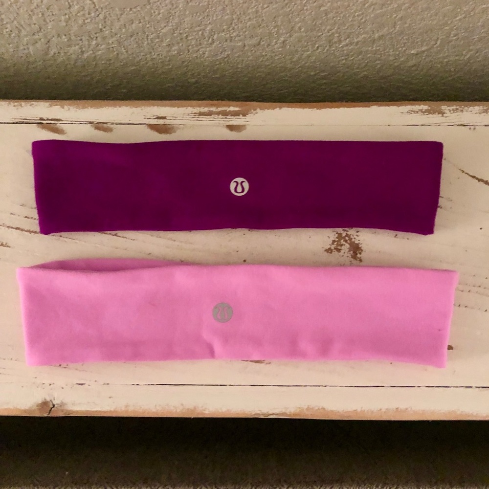 Lululemon pink/purple fly away tamer headbands